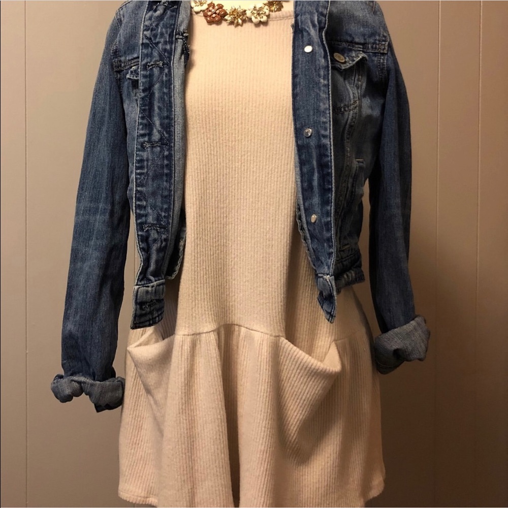 Cream ribbed babydoll long sleeve